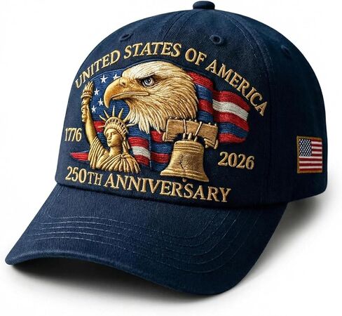 250th Anniversary USA Hat,1776-2026 United States Semiquincentennial Cap,Retro Embroidered Adjustable Baseball Cap Patriotic Hat for Men Women Celebration & Gifting in Saudi Arabia