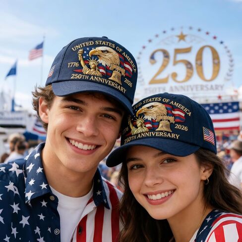 250th Anniversary USA Hat,1776-2026 United States Semiquincentennial Cap,Retro Embroidered Adjustable Baseball Cap Patriotic Hat for Men Women Celebration & Gifting in Saudi Arabia