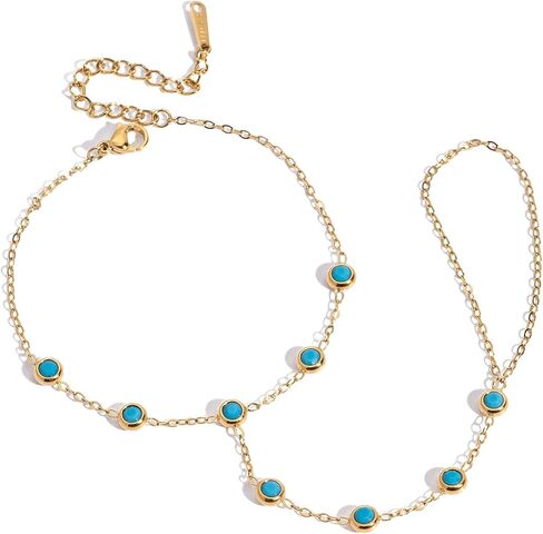 Frodete Hand Chain for Women Gold Silver Turquoise Bracelet Boho Western Outfit Jewelry Adjustable Layered Charm Bracelet in Kuwait
