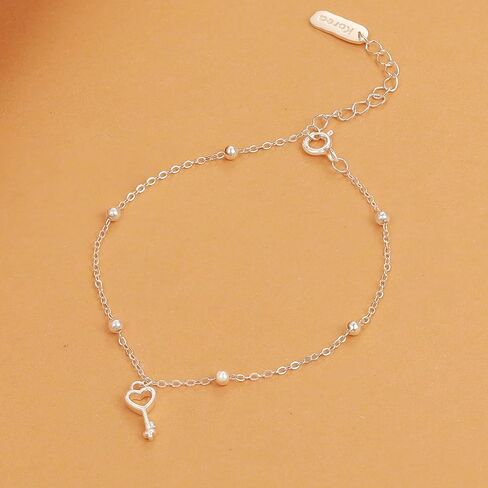 925 Sterling Silver Heart Key Bracelet for Women Round Bead Love Key Pendant Minimalist BFF Chain for Mother Daughter Friendship Promise Charm Choker Bracelets Birthday Christmas Graduation Jewelry Gifts in Saudi Arabia