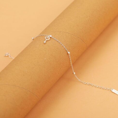 925 Sterling Silver Heart Key Bracelet for Women Round Bead Love Key Pendant Minimalist BFF Chain for Mother Daughter Friendship Promise Charm Choker Bracelets Birthday Christmas Graduation Jewelry Gifts in Saudi Arabia