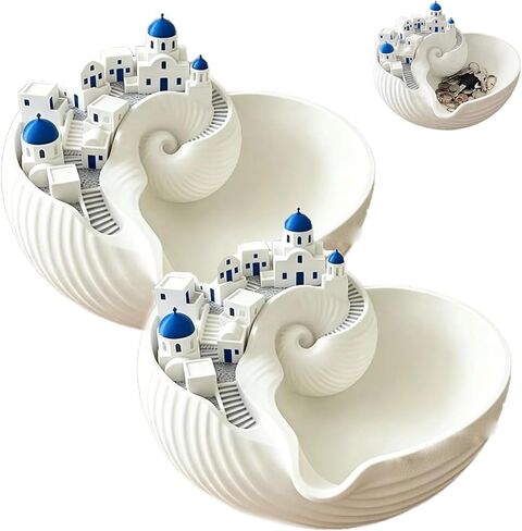 وعاء Santori-ni Catchall، وعاء Catchall مطبوع ثلاثي الأبعاد، منظم جميع الأدراج، منظم الجزيرة اليونانية للمفاتيح والعملات المعدنية والمجوهرات، وحامل حلية القرية المصغرة ذات القبة الزرقاء، منظمات ساحلية (قطعتان) in Kuwait