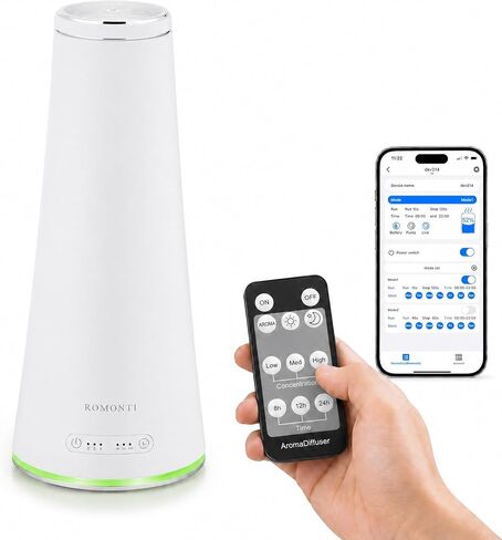 Waterless Essential Oil Diffuser for Home & Commercial Spaces, Smart App & Remote Control Cold-Air Nebulizing Diffuser, 160ml, Covers up to 1,500 sq ft, 8/12/24H Timer, Quiet 38dB in Saudi Arabia
