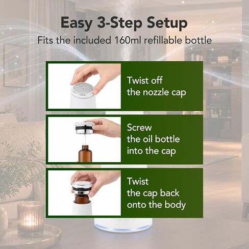 Waterless Essential Oil Diffuser for Home & Commercial Spaces, Smart App & Remote Control Cold-Air Nebulizing Diffuser, 160ml, Covers up to 1,500 sq ft, 8/12/24H Timer, Quiet 38dB in Saudi Arabia