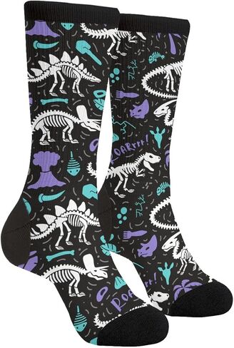 Dinosaur Skeleton Fossils Novelty Crew Socks Casual Crazy Funny Dress Socks For Women Men Teens Gift in Saudi Arabia