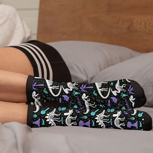 Dinosaur Skeleton Fossils Novelty Crew Socks Casual Crazy Funny Dress Socks For Women Men Teens Gift in Saudi Arabia