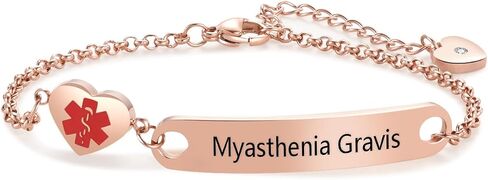 Medical ID Adjustable Silver&Rose Gold Stainless Steel Alert Jewelry with Star of Life Symbol Emergency Awareness Bracelet for Women Men in Kuwait