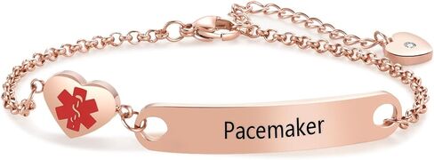 Medical ID Adjustable Silver&Rose Gold Stainless Steel Alert Jewelry with Star of Life Symbol Emergency Awareness Bracelet for Women Men in Kuwait