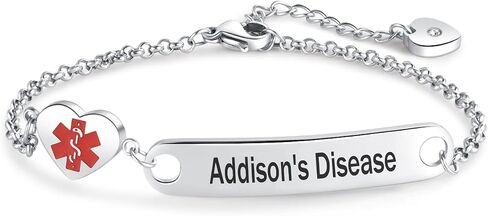 Medical ID Adjustable Silver&Rose Gold Stainless Steel Alert Jewelry with Star of Life Symbol Emergency Awareness Bracelet for Women Men in Kuwait