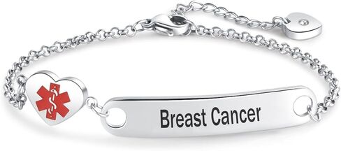 Medical ID Adjustable Silver&Rose Gold Stainless Steel Alert Jewelry with Star of Life Symbol Emergency Awareness Bracelet for Women Men in Kuwait