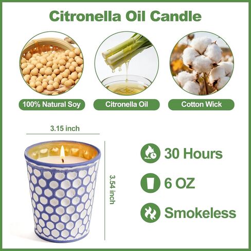 Citronella Candles Outdoor,3 Pack 18OZ Lemongrass Scented Candle for Patio Decor,Natural Soy Wax Citronella Candle for Home Garden,Balcony,Family Gathering,Backyard & Camping in Saudi Arabia