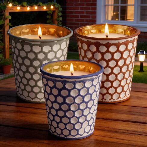 Citronella Candles Outdoor,3 Pack 18OZ Lemongrass Scented Candle for Patio Decor,Natural Soy Wax Citronella Candle for Home Garden,Balcony,Family Gathering,Backyard & Camping in Saudi Arabia