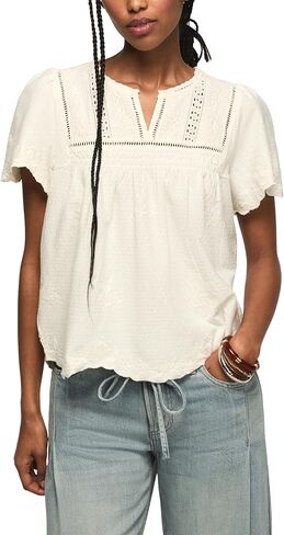 Lucky Brand Women's Vertical Trimmed Shell Tee in Saudi Arabia