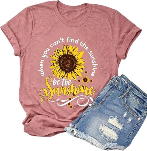 When You Can't Find The Sunshine Be The Sunshine T-Shirt Women Graphic Shirt Sunflower Shirt in Saudi Arabia