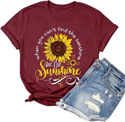 When You Can't Find The Sunshine Be The Sunshine T-Shirt Women Graphic Shirt Sunflower Shirt in Saudi Arabia