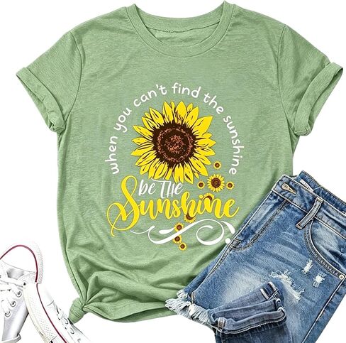 When You Can't Find The Sunshine Be The Sunshine T-Shirt Women Graphic Shirt Sunflower Shirt in Saudi Arabia