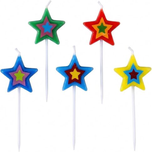5 Pack Colorful Star Shaped Birthday Candles, Creative Cake Candles for Adult Birthday Party Decorations in Kuwait