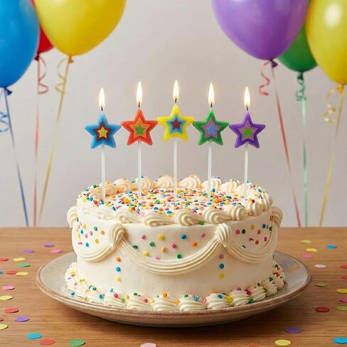 5 Pack Colorful Star Shaped Birthday Candles, Creative Cake Candles for Adult Birthday Party Decorations in Kuwait