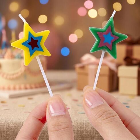 5 Pack Colorful Star Shaped Birthday Candles, Creative Cake Candles for Adult Birthday Party Decorations in Kuwait