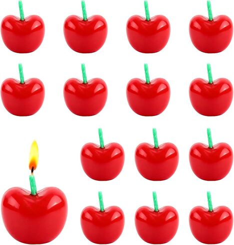 15 Pcs Red Cherry Cake Birthday Candles,Cute Fruit Shaped Candles,Mini Red Cherry Cake Candle with Soy Wax,Decorative Cupcake Toppers for Christmas Wedding Baby Shower Parties Table Gift Dessert Decor in Saudi Arabia