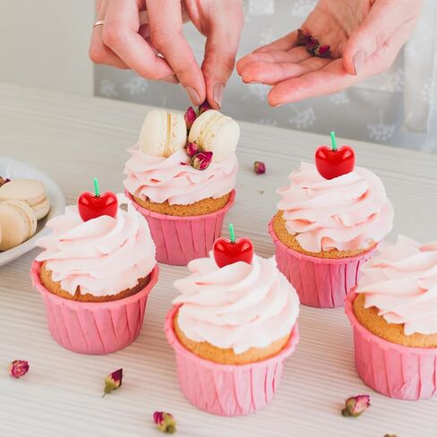 15 Pcs Red Cherry Cake Birthday Candles,Cute Fruit Shaped Candles,Mini Red Cherry Cake Candle with Soy Wax,Decorative Cupcake Toppers for Christmas Wedding Baby Shower Parties Table Gift Dessert Decor in Saudi Arabia