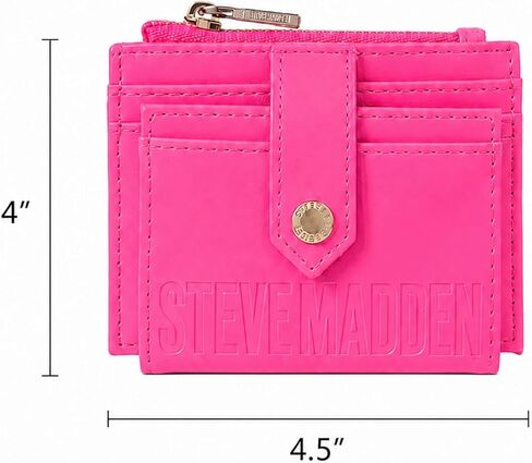 Steve Madden Bhayden Card Case Wallet with Zip Pocket & ID Window (Hot Pink) in Kuwait