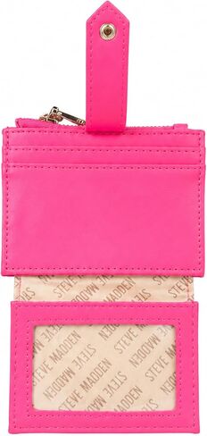 Steve Madden Bhayden Card Case Wallet with Zip Pocket & ID Window (Hot Pink) in Kuwait