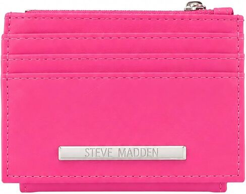 Steve Madden Bhayden Card Case Wallet with Zip Pocket & ID Window (Hot Pink) in Kuwait