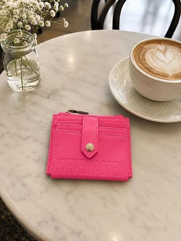 Steve Madden Bhayden Card Case Wallet with Zip Pocket & ID Window (Hot Pink) in Kuwait