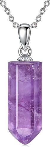 925 Sterling Silver Moonstone/Turquoise/Amethyst Necklace, Hexagonal Gemstone Healing Crystal Pendant Jewelry Gifts for Women, With 18+2inch Chain in Saudi Arabia