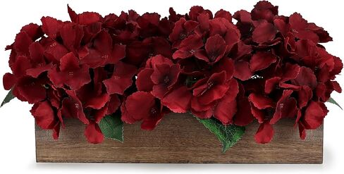 Pre-Made Flower Table Centerpiece, Artificial Hydrangea Arrangements Centerpieces Fake Flowers Decor Wood Tray with Faux Flower Wedding Room Kitchen Farmhouse Indoor Office Party(Navy Blue) in Kuwait
