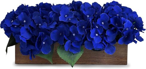 Pre-Made Flower Table Centerpiece, Artificial Hydrangea Arrangements Centerpieces Fake Flowers Decor Wood Tray with Faux Flower Wedding Room Kitchen Farmhouse Indoor Office Party(Navy Blue) in Saudi Arabia