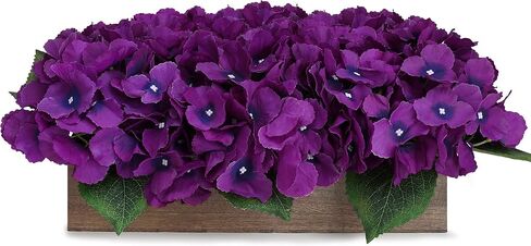 Pre-Made Flower Table Centerpiece, Artificial Hydrangea Arrangements Centerpieces Fake Flowers Decor Wood Tray with Faux Flower Wedding Room Kitchen Farmhouse Indoor Office Party(Navy Blue) in Saudi Arabia