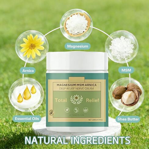 Total Relief Magnesium Soothing Cream Advanced nerve Comfort with Arnica, Menthol, MSM,Fast-Absorbing for Relief Joint, Feet, Hands, Legs, Muscles, and Waist, Natural Ingredient -4floz/114g in Saudi Arabia
