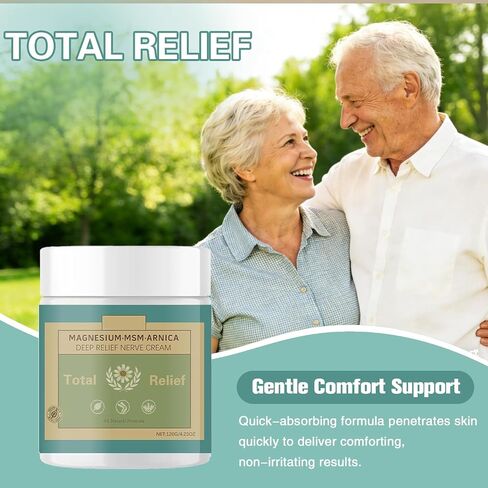 Total Relief Magnesium Soothing Cream Advanced nerve Comfort with Arnica, Menthol, MSM,Fast-Absorbing for Relief Joint, Feet, Hands, Legs, Muscles, and Waist, Natural Ingredient -4floz/114g in Saudi Arabia