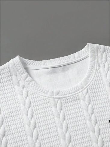 GORGLITTER Men's 2 Piece Outfits Cable Knit Tank Tops and Drawstring Track Gym Shorts Sets Summer Tracksuit White Small in Kuwait