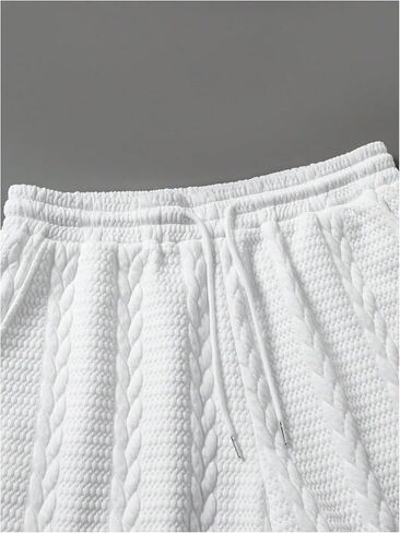 GORGLITTER Men's 2 Piece Outfits Cable Knit Tank Tops and Drawstring Track Gym Shorts Sets Summer Tracksuit White Small in Kuwait