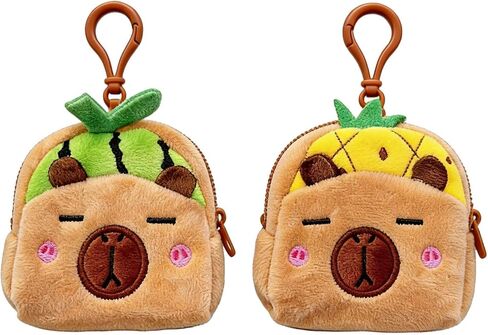 2 Pack Capybara Plush Coin Purse with Zipper, Cute Animal Keychain for Backpacks, Coin, or Handbag Accessory in Saudi Arabia