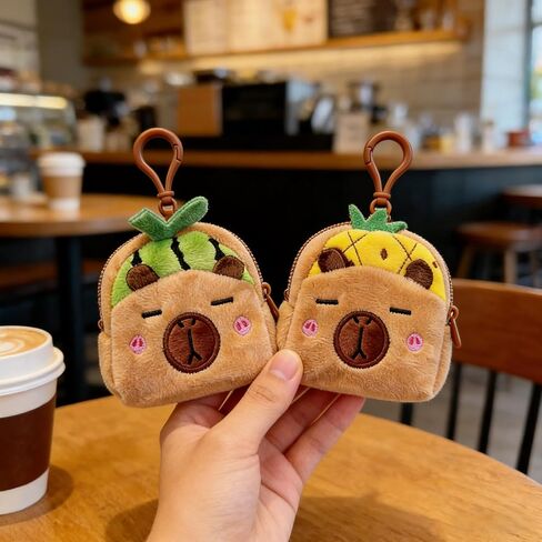 2 Pack Capybara Plush Coin Purse with Zipper, Cute Animal Keychain for Backpacks, Coin, or Handbag Accessory in Saudi Arabia