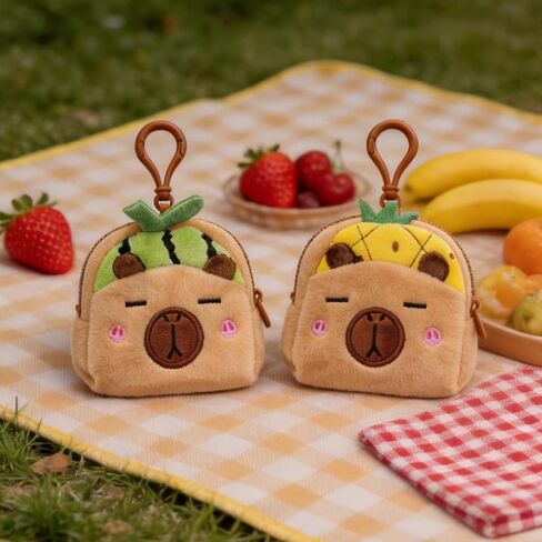 2 Pack Capybara Plush Coin Purse with Zipper, Cute Animal Keychain for Backpacks, Coin, or Handbag Accessory in Saudi Arabia