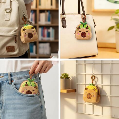 2 Pack Capybara Plush Coin Purse with Zipper, Cute Animal Keychain for Backpacks, Coin, or Handbag Accessory in Saudi Arabia