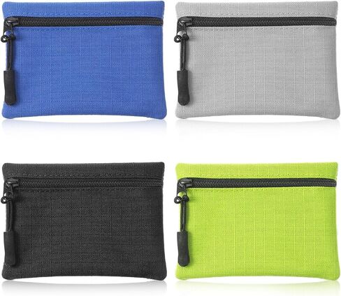 4 PCS Zipper Coin Purse, Oxford Cloth Mini Zipper Pouch, Mini Coin Purse, Portable Change Purses, Small Makeup Bag, Small Organizer Bags for Women (4 Colors, 4.7x3.4 Inch) in Kuwait