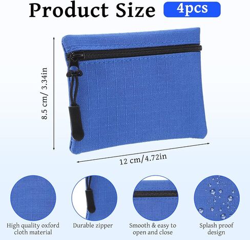 4 PCS Zipper Coin Purse, Oxford Cloth Mini Zipper Pouch, Mini Coin Purse, Portable Change Purses, Small Makeup Bag, Small Organizer Bags for Women (4 Colors, 4.7x3.4 Inch) in Kuwait