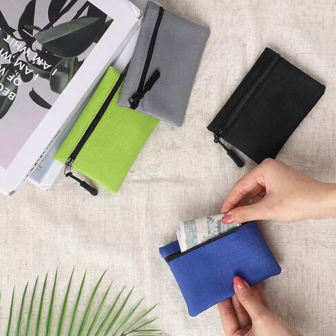 4 PCS Zipper Coin Purse, Oxford Cloth Mini Zipper Pouch, Mini Coin Purse, Portable Change Purses, Small Makeup Bag, Small Organizer Bags for Women (4 Colors, 4.7x3.4 Inch) in Kuwait