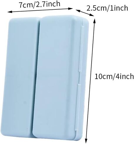 2 Pcs Travel Pill Organizer, Pocket Pharmacy with 7 Compartments Design, Magnetic Travel Box Pill Dispenser, Portable Medicine Vitamin Holder Container(Blue+Green) in Saudi Arabia