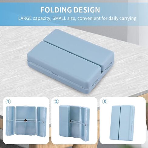 2 Pcs Travel Pill Organizer, Pocket Pharmacy with 7 Compartments Design, Magnetic Travel Box Pill Dispenser, Portable Medicine Vitamin Holder Container(Blue+Green) in Saudi Arabia