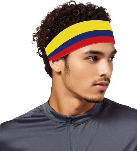 Colombia Flag Velvet Headband for Man Woman,Colombians Flag Non Slip Soft Head Band Bandana for Sport Travel Running Working Out in Saudi Arabia