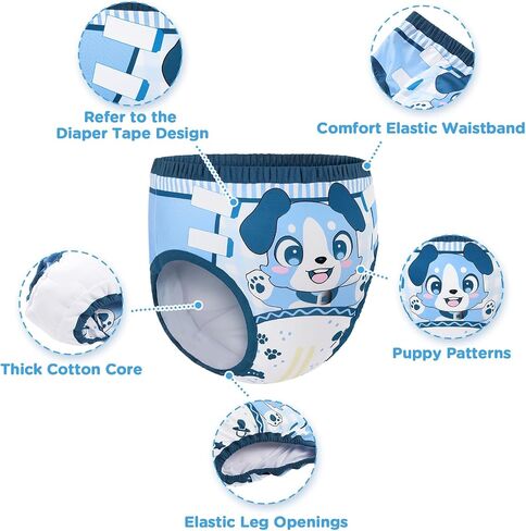 LittleForBig Soft Silky Underwear Comfortable Washable Reusable Adult Training Pants - Little Blue M in Kuwait