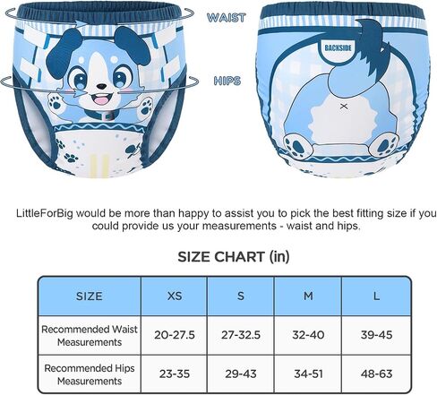LittleForBig Soft Silky Underwear Comfortable Washable Reusable Adult Training Pants - Little Blue M in Kuwait