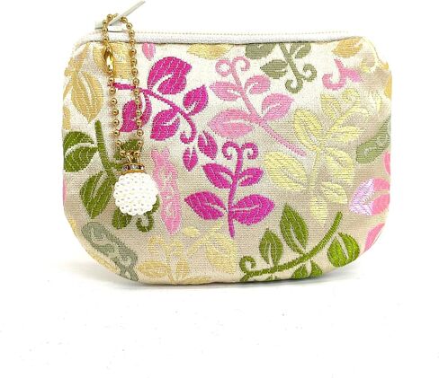 Handmade Women Coin Purse Brocade Zipper Wallet Rosary Pouch Silk Jewelry Bag - Plum in Saudi Arabia